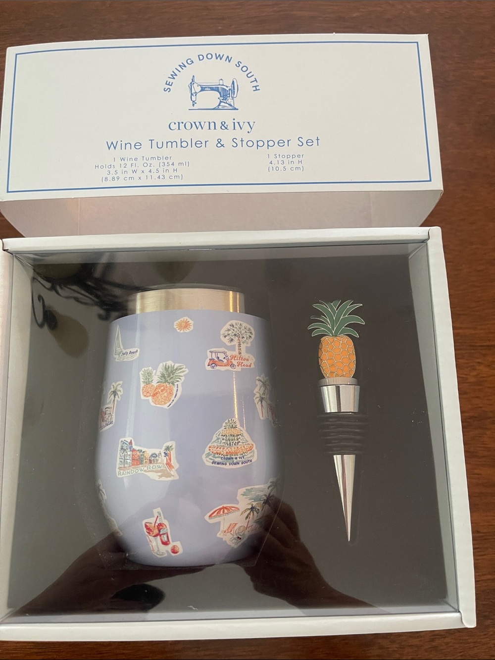 LIMITED EDITION Sewing Down South Wine Tumbler & Stopper Set NWT